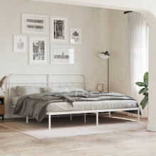 Berkfield Metal Bed Frame without Mattress with Headboard White 200x200cm