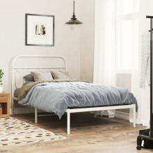 Berkfield Metal Bed Frame without Mattress with Headboard White 100x200cm