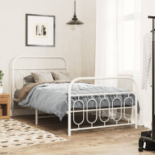 Berkfield Metal Bed Frame without Mattress with Footboard White 100x200cm