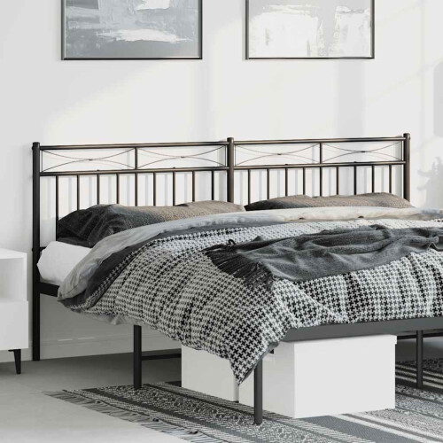 Berkfield Metal Replace Headboard Black 180 cm