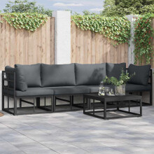 Berkfield Garden Sofa Set 4 pcs Black Metal