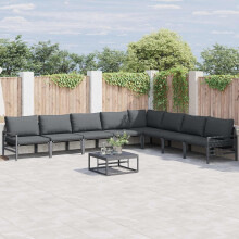 Berkfield Garden Sofa Set with Cushion 8 pcs Black Steel