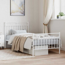 Berkfield Metal Bed Frame without Mattress with Footboard White 90x190cm