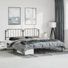 Berkfield Metal Bed Frame without Mattress with Headboard Black 193x203cm