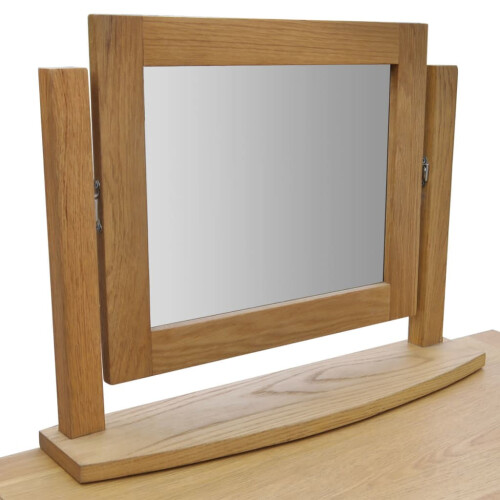 Berkfield Dressing Table with Stool Solid Oak Wood 2