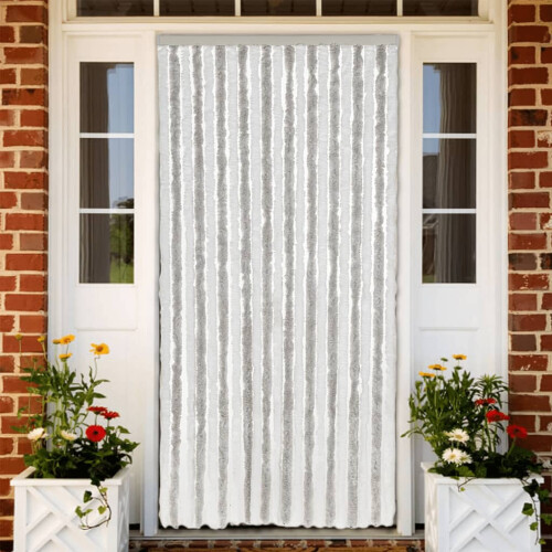 Berkfield Fly Curtain Light Grey and White 90x220 cm Chenille
