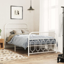 Berkfield Metal Bed Frame without Mattress with Footboard White 100x190cm