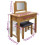 Berkfield Dressing Table with Stool Solid Oak Wood 6