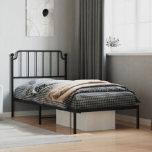 Berkfield Metal Bed Frame without Mattress with Headboard Black 90x200cm
