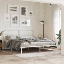 Berkfield Metal Bed Frame without Mattress with Headboard White 183x213cm