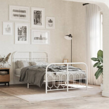 Berkfield Metal Bed Frame without Mattress with Footboard White 120x190cm