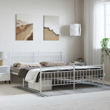 Berkfield Metal Bed Frame without Mattress with Footboard White 183x213cm