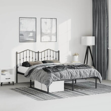 Berkfield Metal Bed Frame without Mattress with Headboard Black 150x200cm