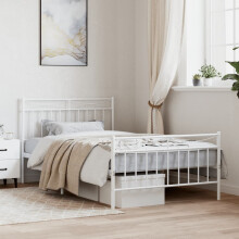 Berkfield Metal Bed Frame without Mattress with Footboard White 107x203cm