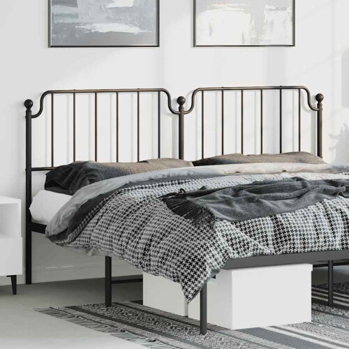 Berkfield Metal Replace Headboard Black 193 cm