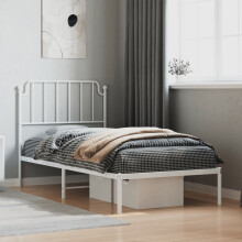 Berkfield Metal Bed Frame without Mattress with Headboard White 90x200cm