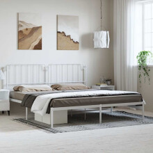 Berkfield Metal Bed Frame without Mattress with Headboard White 183x213cm