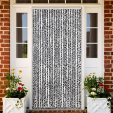 Berkfield Fly Curtain Grey and Black and White 90x220 cm Chenille