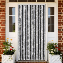 Berkfield Fly Curtain Grey and Black 90x200 cm Chenille