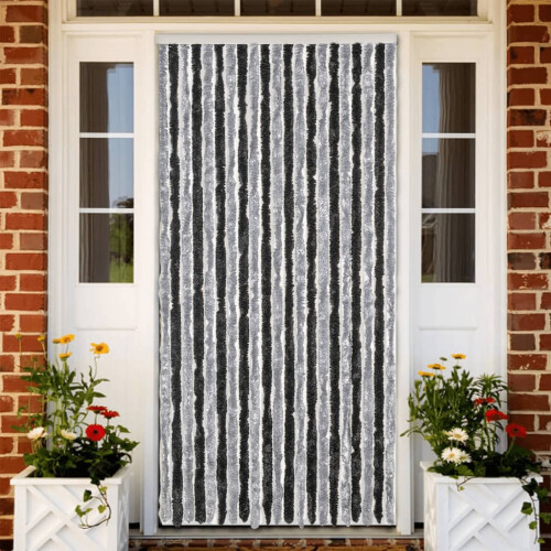 Berkfield Fly Curtain Grey and Black 90x200 cm Chenille