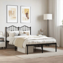 Berkfield Metal Bed Frame without Mattress with Headboard Black 120x190cm