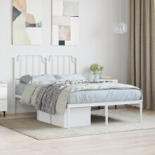 Berkfield Metal Bed Frame without Mattress with Headboard White 120x200cm