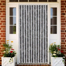 Berkfield Fly Curtain Grey and Black 100x230 cm Chenille