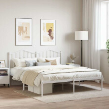 Berkfield Metal Bed Frame without Mattress with Headboard White 180x200cm