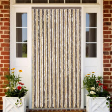 Berkfield Fly Curtain Dark Brown and Beige 100x200 cm Chenille