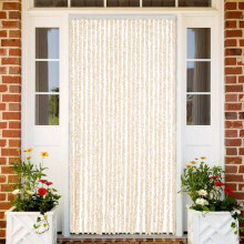 Berkfield Fly Curtain Beige and White 100x230 cm Chenille