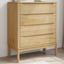 Berkfield Chest of Drawers FLORO Wax Brown Solid Wood Pine