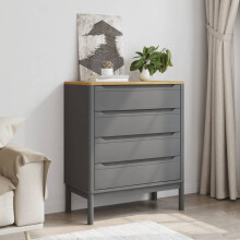 Berkfield Chest of Drawers FLORO Grey cm Solid Wood Pine