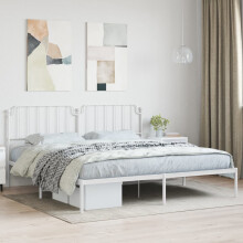 Berkfield Metal Bed Frame without Mattress with Headboard White 200x200cm