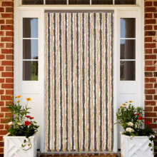 Berkfield Fly Curtain Dark Brown and Beige 100x230 cm Chenille
