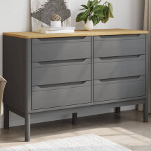 Berkfield Chest of Drawers FLORO Grey Solid Wood Pine