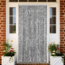 Berkfield Fly Curtain Grey and Black and White 100x200 cm Chenille