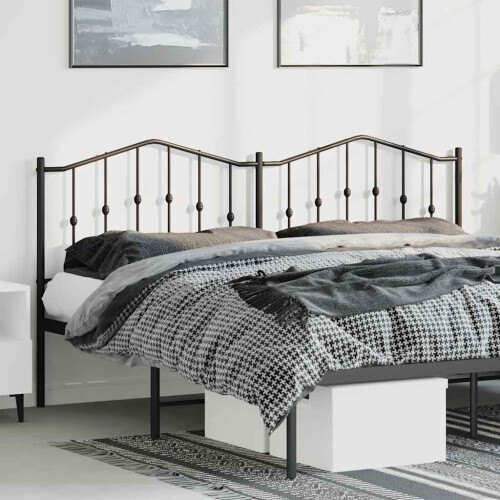 Berkfield Metal Replace Headboard Black 193 cm