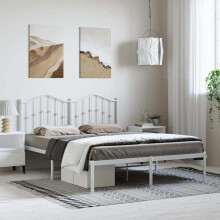 Berkfield Metal Bed Frame without Mattress with Headboard White 150x200cm