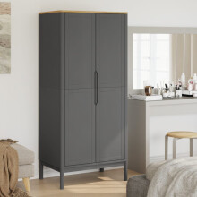 Berkfield Wardrobe FLORO Grey 77x53x171 cm Solid Wood Pine