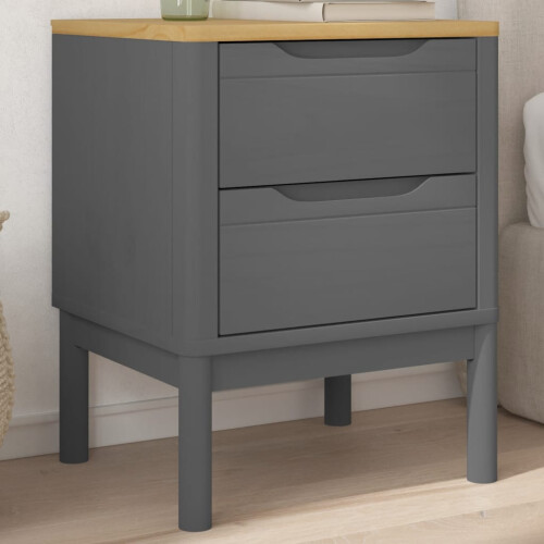 Berkfield Bedside Cabinet FLORO Grey 45x39x57 cm Solid Wood Pine