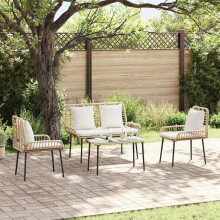Berkfield Garden Furniture Set 4 pcs Black and Cream Poly Rattan