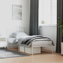 Berkfield Metal Bed Frame without Mattress with Headboard White 90x190cm