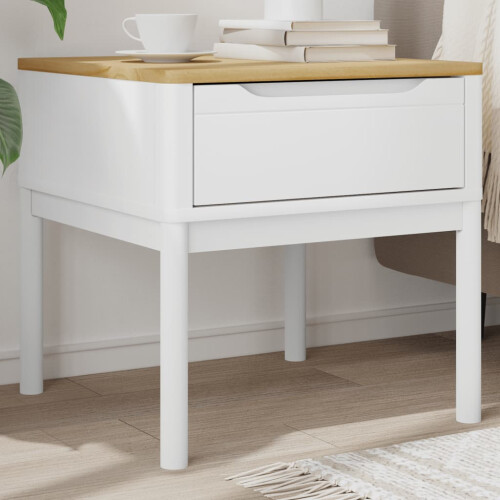Berkfield Lamp Table FLORO White 55x55x54 cm Solid Wood Pine