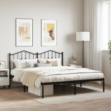 Berkfield Metal Bed Frame without Mattress with Headboard Black 180x200cm