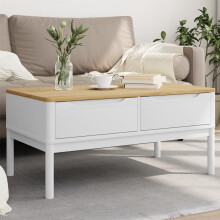 Berkfield Coffee Table FLORO White 99x55.5x45 cm Solid Pine Wood