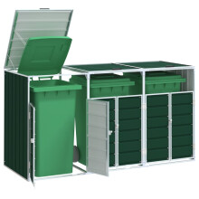 Berkfield Wheelie Bin Storage for Triple Bins Green 216x81x115 cm Steel