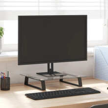 Berkfield Monitor Stand Black 40x35x8 cm Tempered Glass and Metal