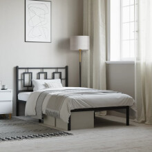 Berkfield Metal Bed Frame without Mattress with Headboard Black 100x200cm