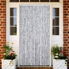 Berkfield Fly Curtain White and Grey 100x230 cm Chenille