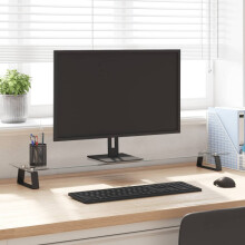 Berkfield Monitor Stand Black 100x20x8 cm Tempered Glass and Metal